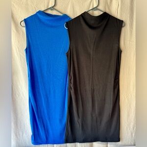 2 Sleeveless Knitted Old Navy Maternity Dresses Size Medium Royal Blue Black